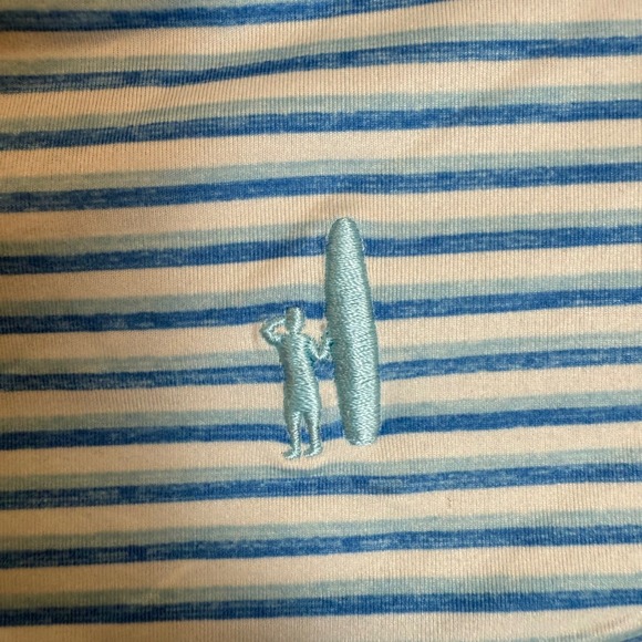 Johnnie-O Featherweight Polo Mens L Blue Stripe Golf Sun Protection UPF 50 - Picture 4 of 7